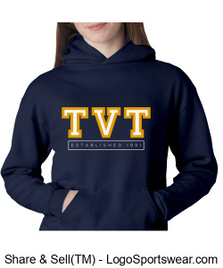 YOUTH Champion Powerblend Pullover Hood (Navy) Design Zoom