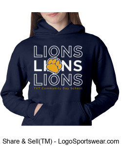 YOUTH Champion Powerblend Pullover Hood (Navy) Design Zoom
